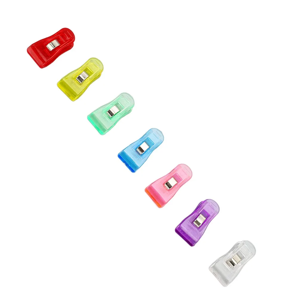 100 Pcs 플라스틱 플라스틱 클립 3.6*1.8cm 다목적 다채로운 투명 플라스틱 클립 투명 다채로운 소형 크기