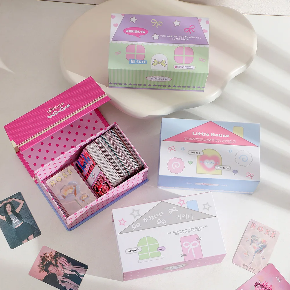 Kpop Photocards Toploader Collect Box Small Cards Storage Box Classification Stationery 3 inch House Series