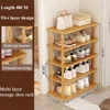 Bamboo Shoe Rack Multi-Layer Stackable Shoe Organizer Wall Corner Storage Racks Space Saving Shoes Cabinet Diy Storage Shelves 6