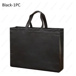 Eco - Friendly Reusable Foldable Shopping Tote Bag - 47x36x10cm (Black - 1PC)