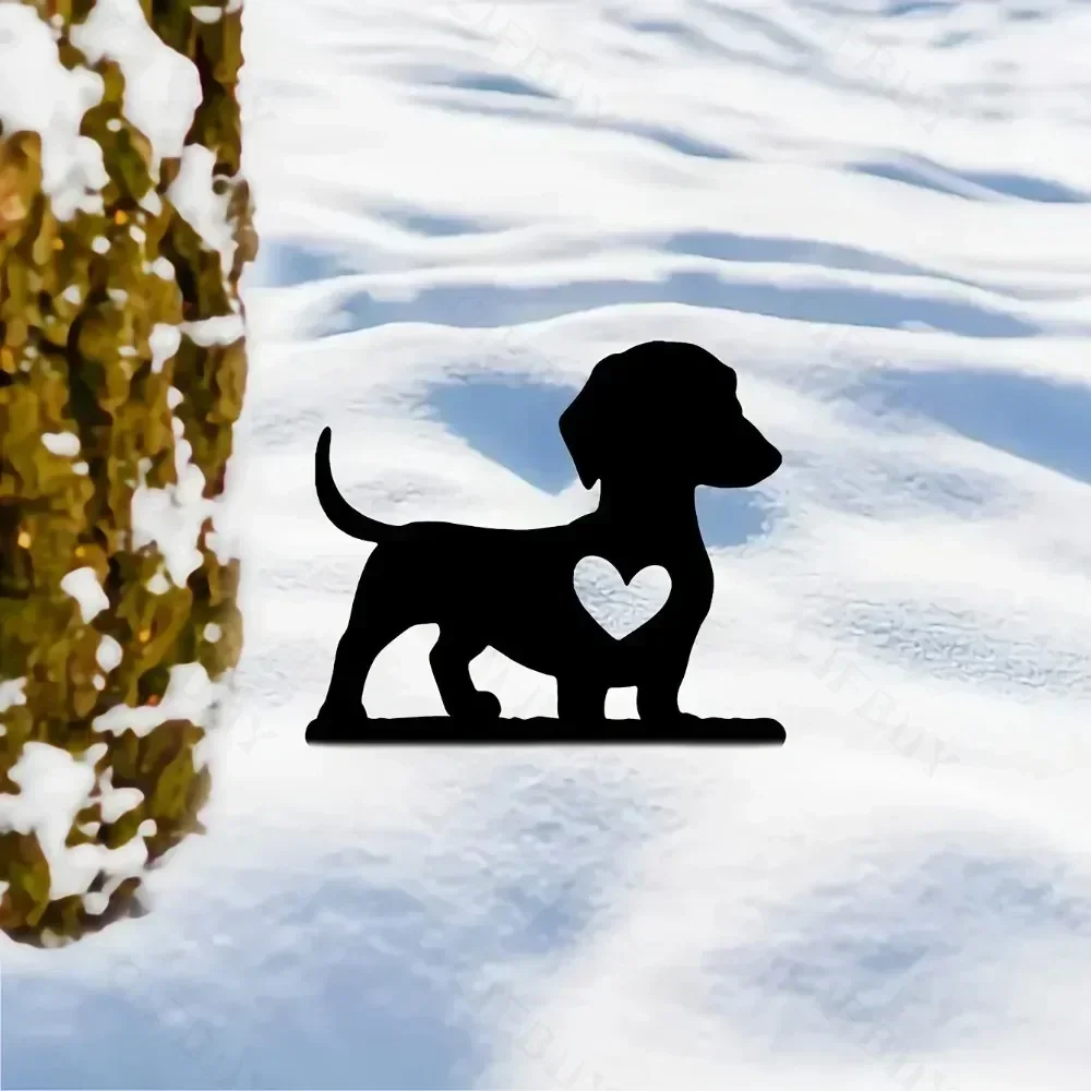 Tiki-Inspired Dog Garden Stake Iron Art Metal Yard Sign Courtyard Art and Garden Decoration garden decoration animal ornaments animal stakes