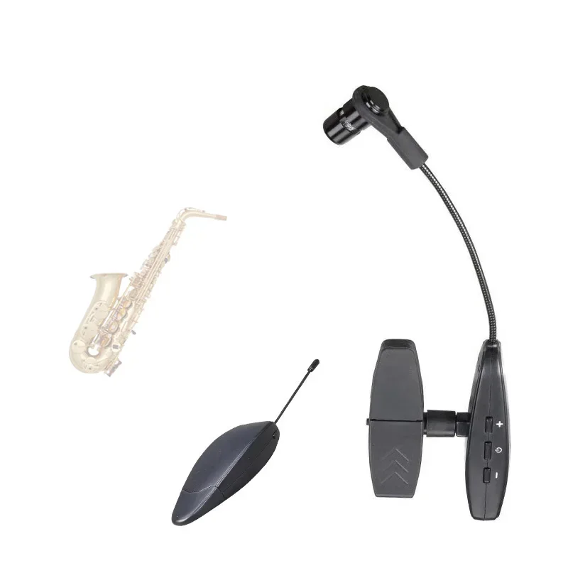 

Portable wireless saxophone microphone system musical instrument condenser mic for Sax French Horn Trumpet Trombone Clarinet