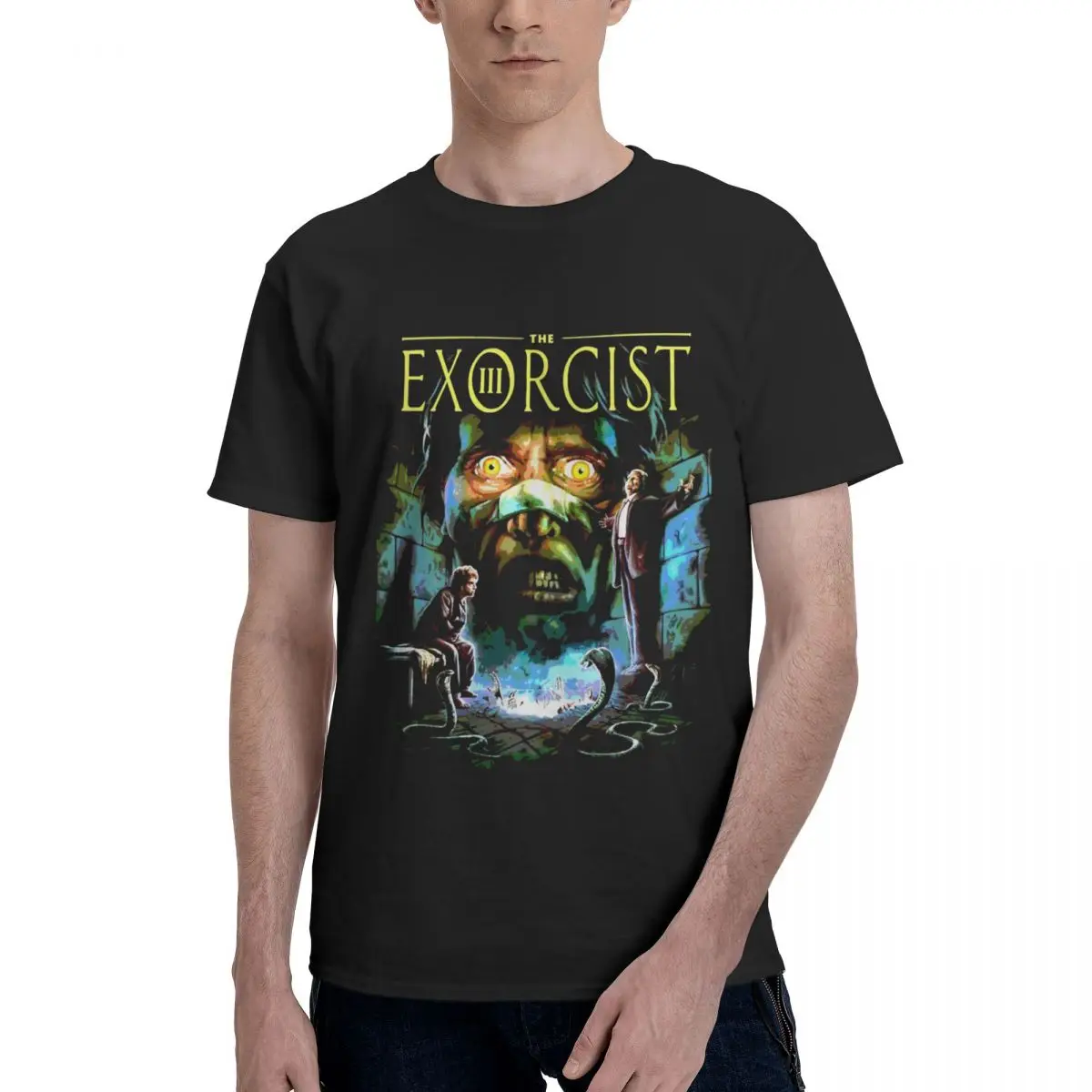 

The Exorcist 2 Мужская хлопковая футболка с коротким рукавом в винтажном стиле Y2k с графическим принтом Харадзюку футболка на заказ