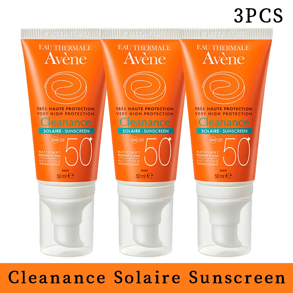 

3PCS Avene Cleanance Solaire SPF50+ Sunscreen Oil-free Waterproof Gentle Non-irritating High Efficiency Soothing Skin Care 50ml