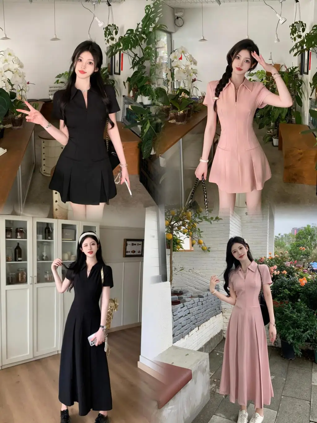 Summer New Casual Slim Solid Dresses for Women Sporty Turn-down Collor A-line Korean Chic Streetwear Simple Vestidos Mujer