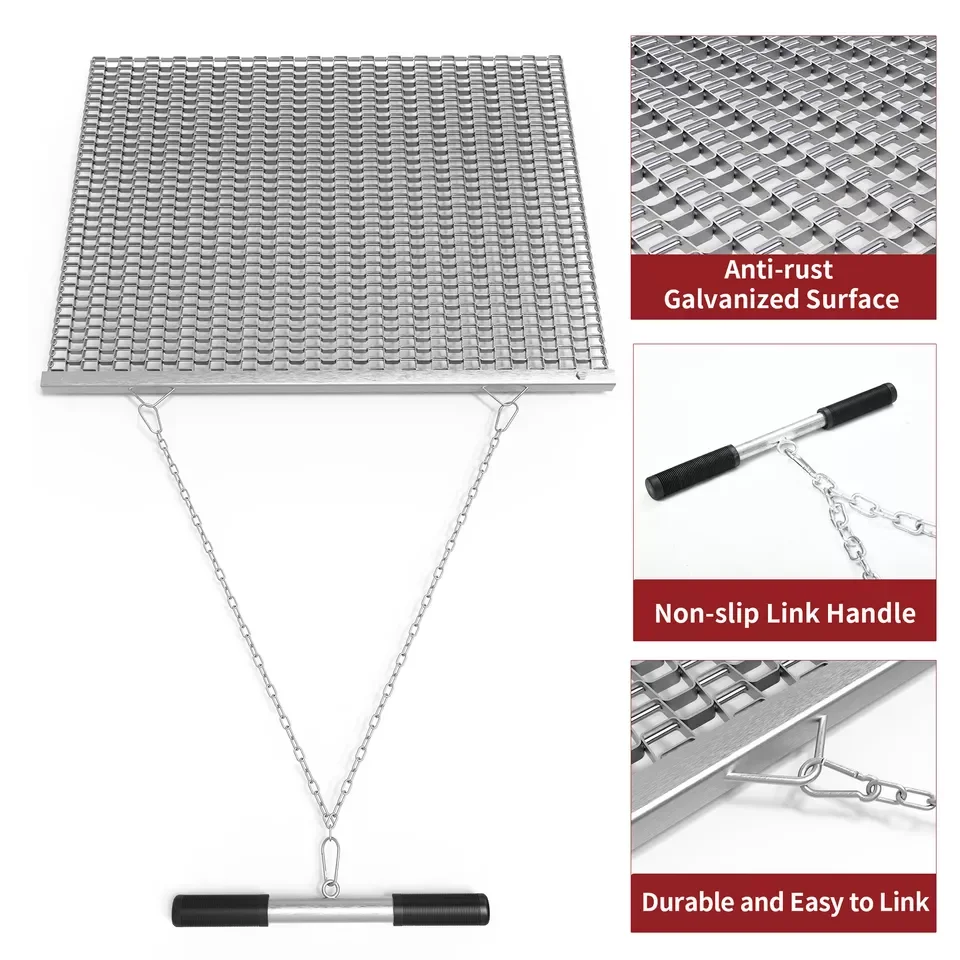 YINTATECH 3' x 3' Drag Mat Heavy Duty Zinc & Steel Mesh Field Surface Leveling for ATV UTV