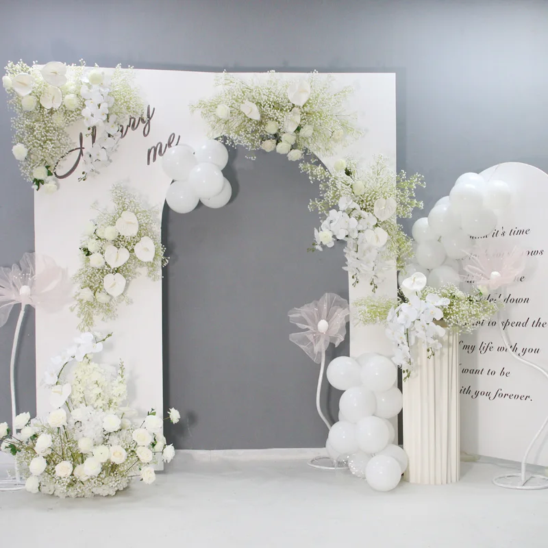 Ivory Rose White Gypsophila Baby Breath Flower Row Arrangement Wedding  Backdrop Prop Table Flower Runner Event Party Arch Floral - AliExpress