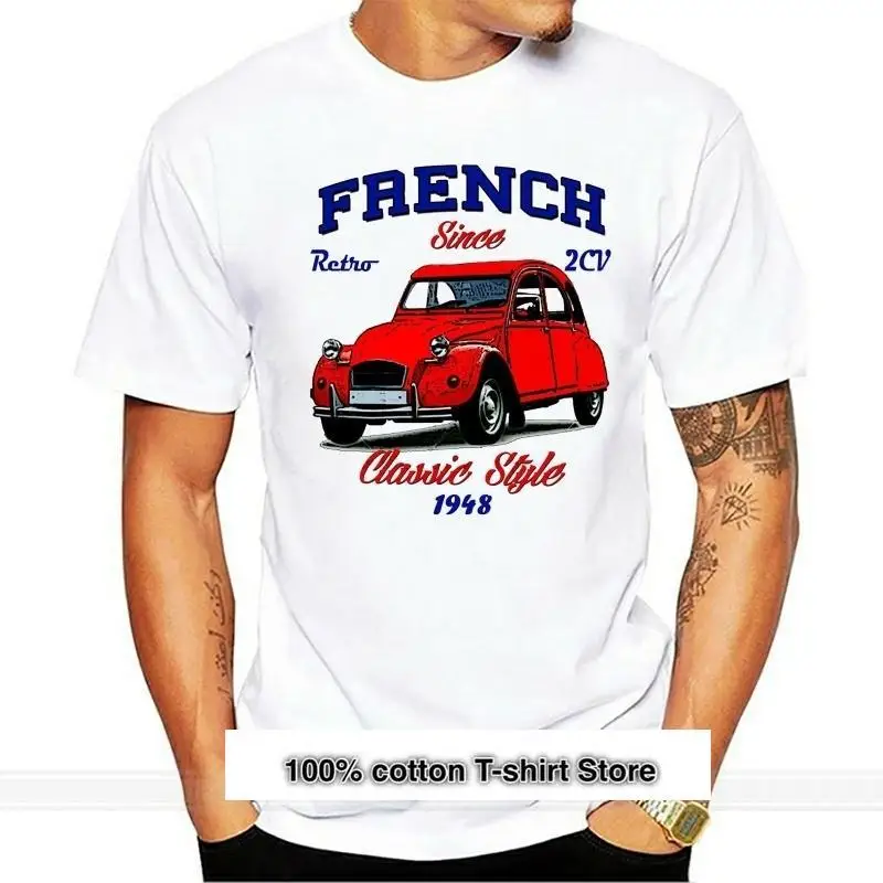 Camiseta Vintage De Algodon Para Hombre, Camisa De Moda De Verano, Talla Europea, 2Cv, Coche Frances