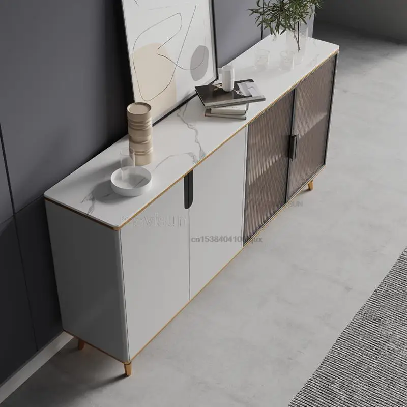 Italian Light Luxury Rock Board Storage Sideboard Hall Entrance Cabinet Modern Living Room Wine Cabinet Household Furniture