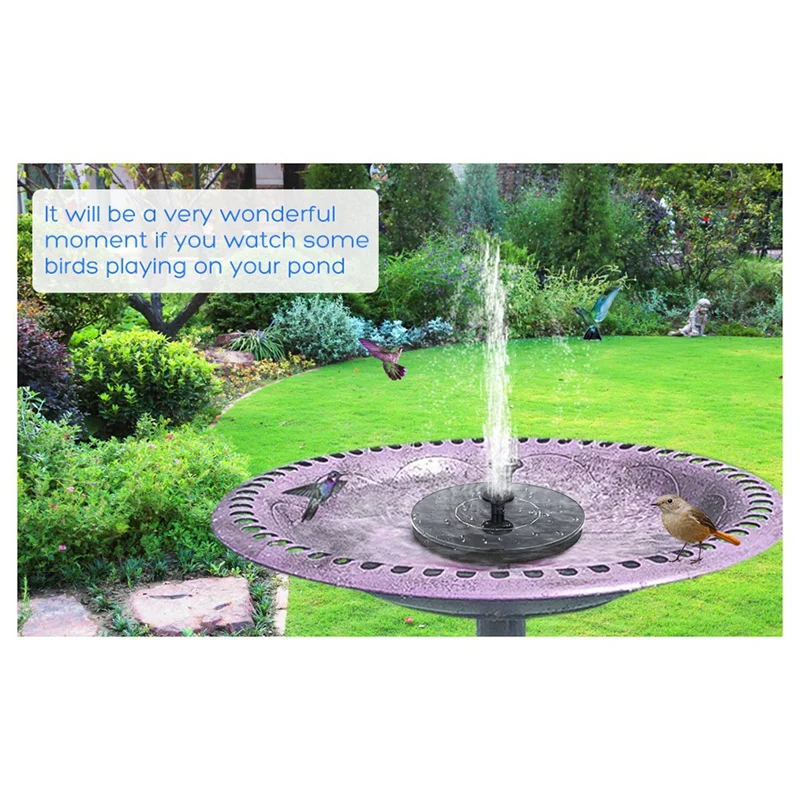 

Solar Powered Floating Fountain Pump For Bird Baths, 3.5W With 6 Nozzles, Free Standing Design