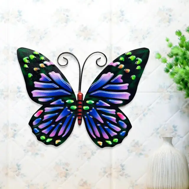 Kert 3D -S Fém Pillangó Dekoráció Inspiráló Szobor Fal Kültéri Dekorációhoz Állati Miniatűr Szobrok Műalkotások - Image 5