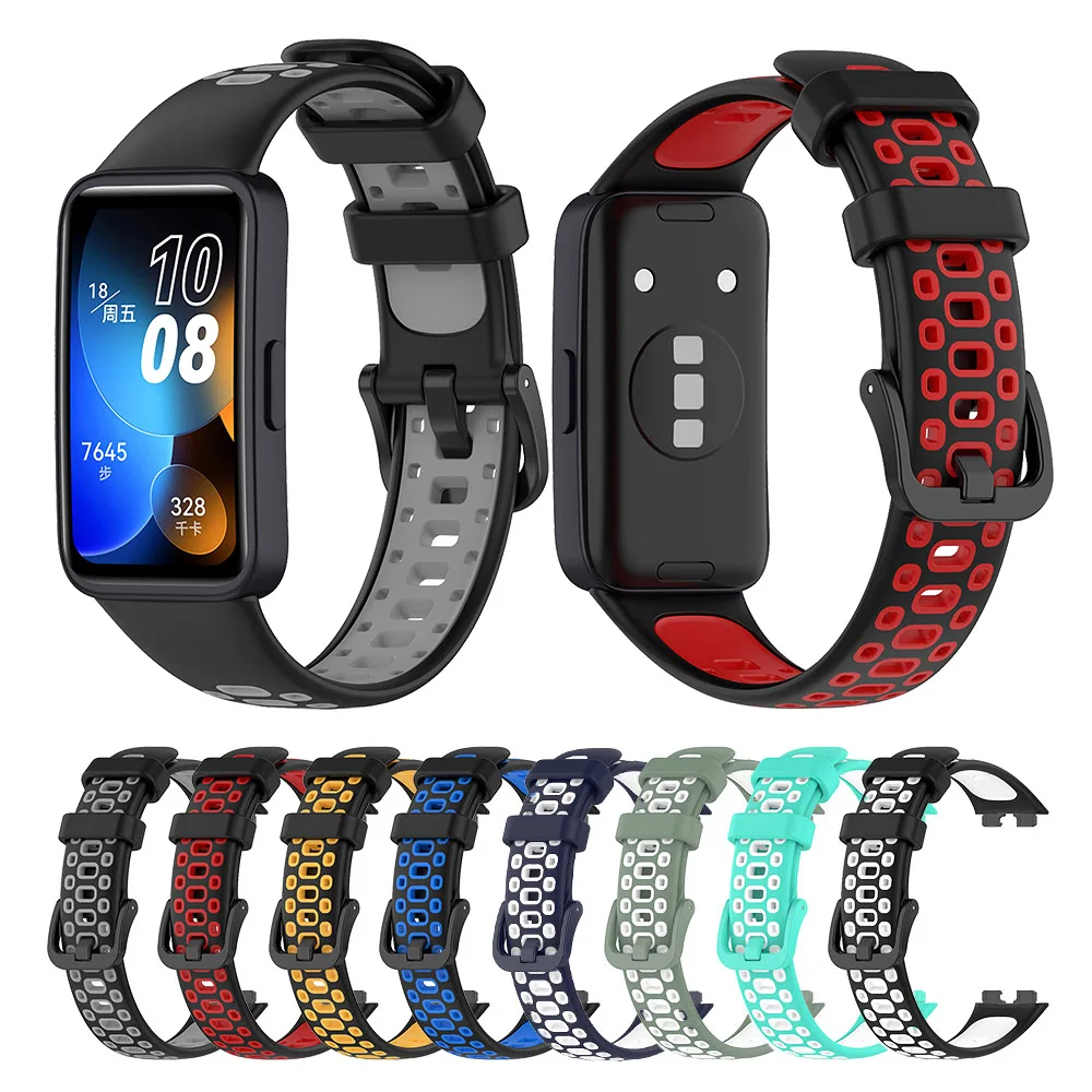 

Ремешок силиконовый для Huawei Band 9 8, двухцветный браслет для наручных часов, Аксессуары для браслета