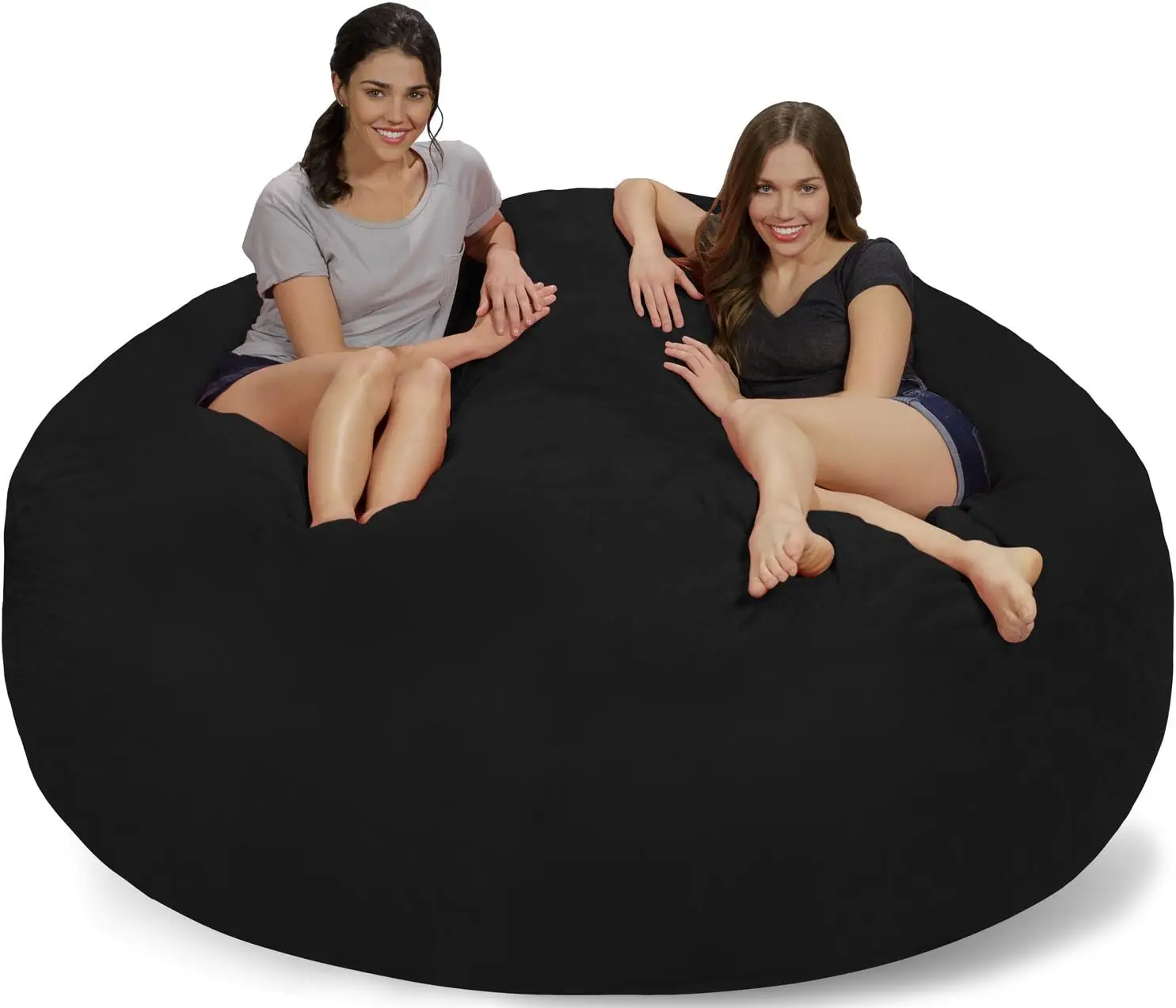 Bean Bag Chair: Giant 7' Memory Foam Furniture Bean Bag-Big Sofa with Soft Micro Fiber Cover-Black Micro Suede
