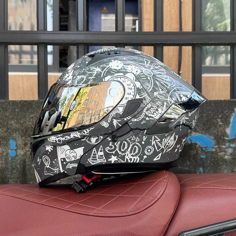 thumbnail image 1 of Casco integral para motocicleta con doble visera y Bluetooth, nuevo casco estándar nacional para hombres y mujeres, 1 of 5