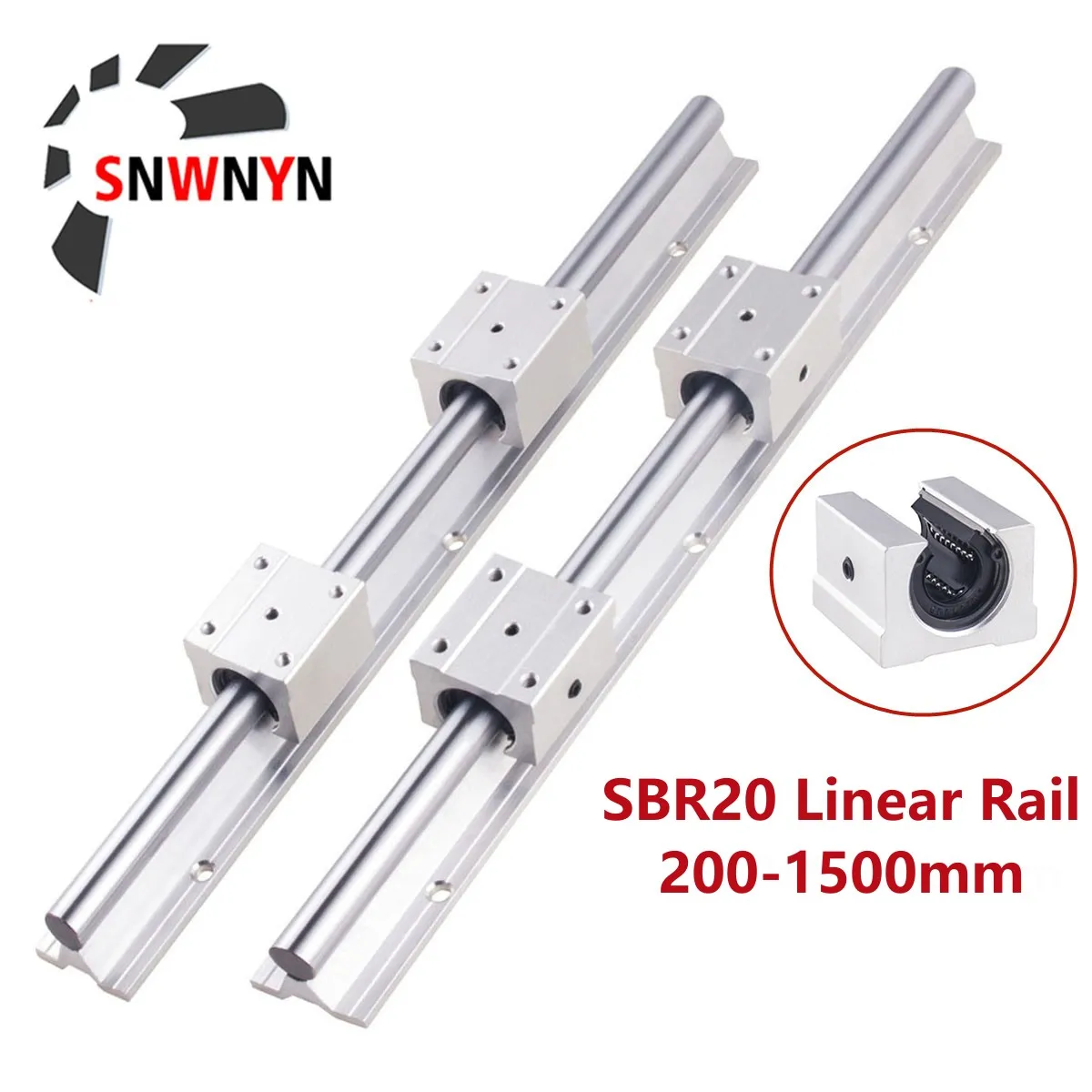 Sbr20セット200-1500mm CNC工作機械部品用リニアガイドレール4個付き