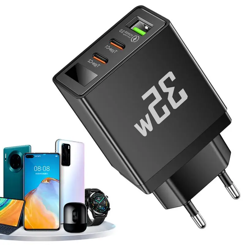 Зарядное устройство USB Type-C мощное, 35 Вт, с 3 портами