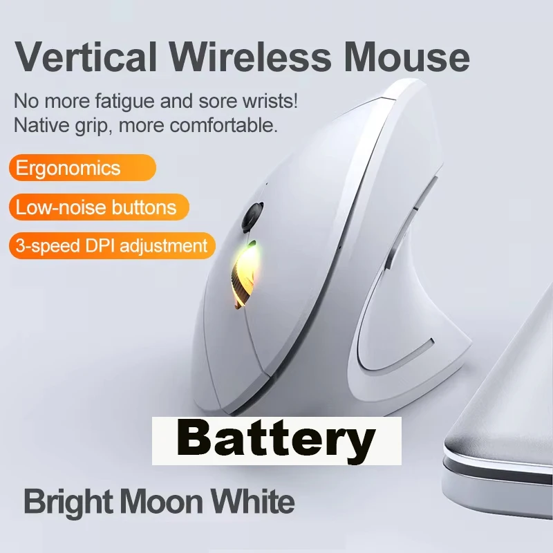 Ergonomic Rechargeable Vertical Bluetooth Wireless Mouse with Adjustable DPI and Multi-Button Design