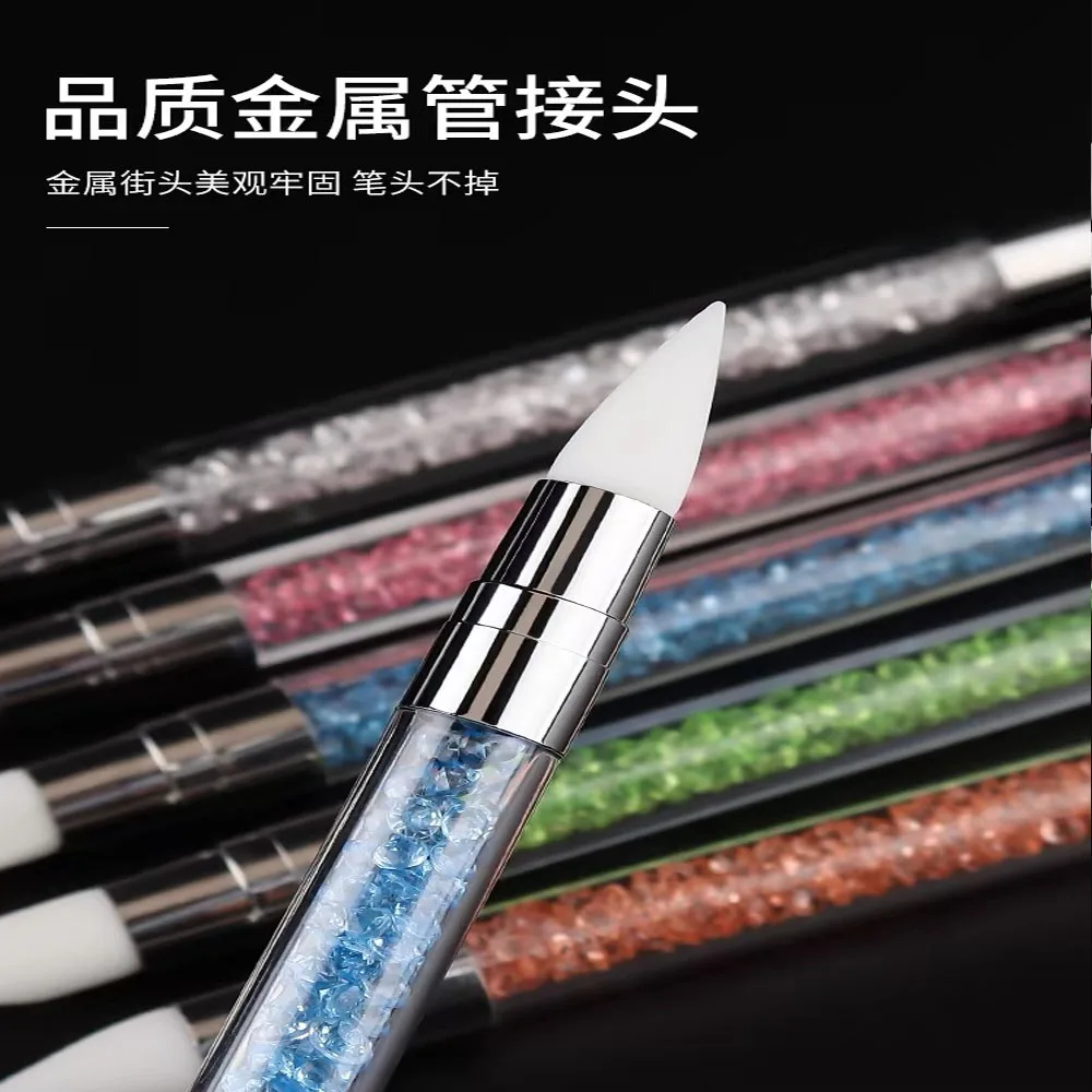 5Pcs/Set Nail Art Pen Dual-ended Silicone Flower Sculpture Pen Acrylic Adjustable Glue Handle Embossing Pen Dotting Brush Tools 5