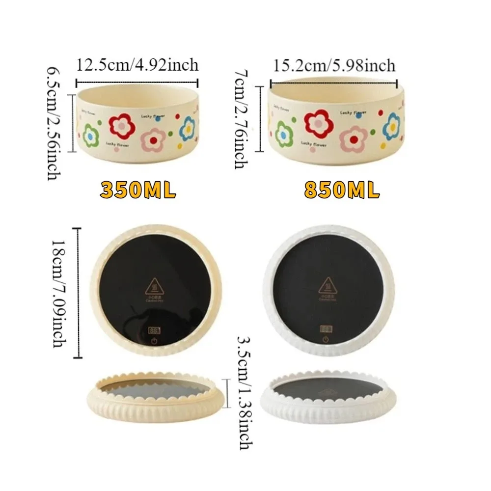 Cartoon Heated Pet Water Dispenser Ceramics Constant Temperatur Heated Dog Water Bowl Quiet Intelligent Cat Heating Bowl