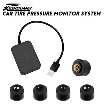 KEBIDUMEI Sistema di monitoraggio della pressione dei pneumatici per auto USB Android TPMS per lettore di navigazione Sensori di avviso di temperatura Accessori per auto