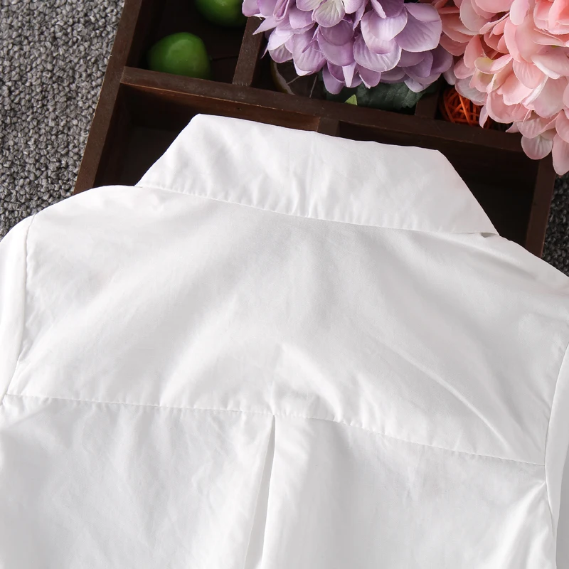 Girls White Blouse Fall Cute Long Sleeves Children Cartoon Shirts Girl Blouses Cat Teenager School Clothes Kids Tops kids shirts