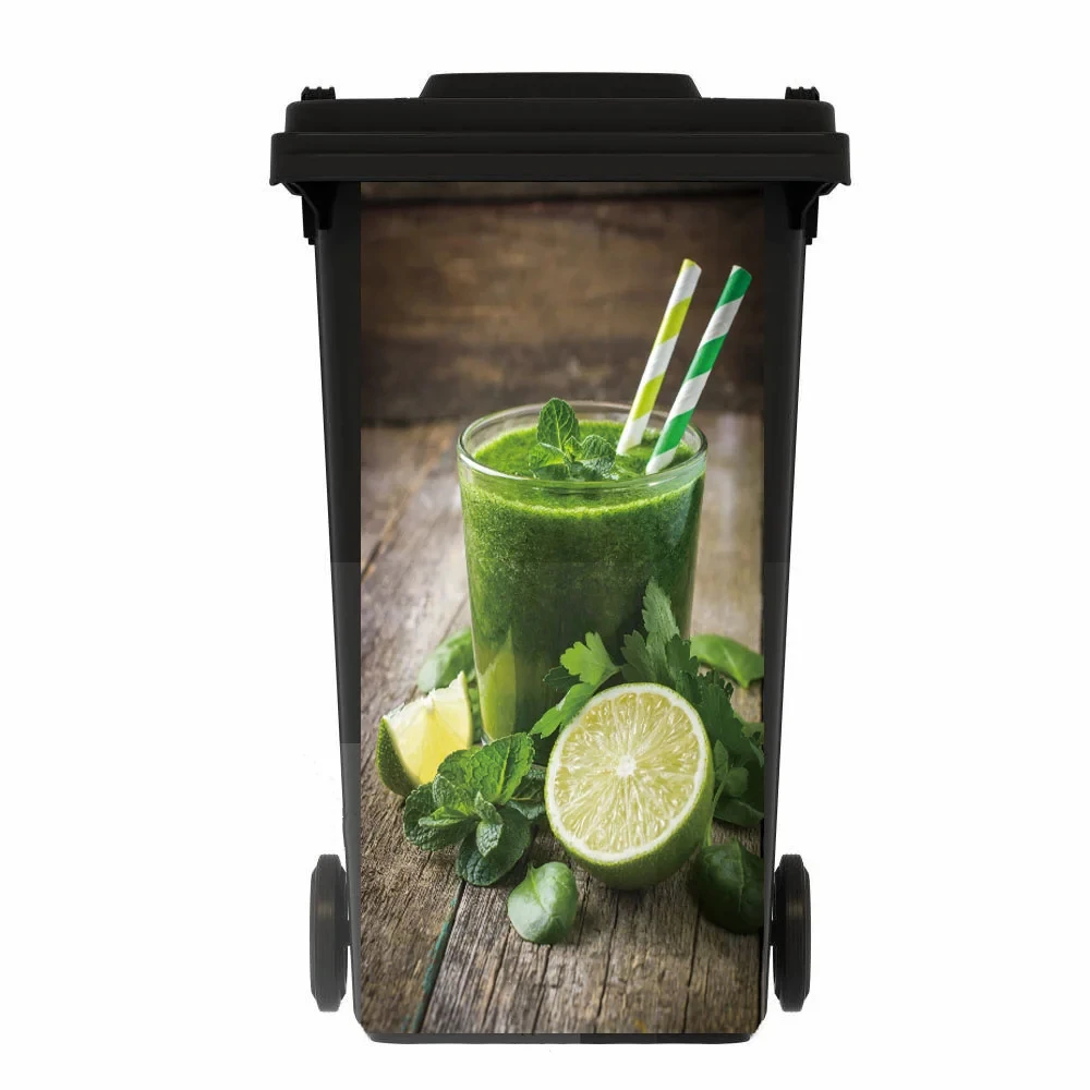 Outdoor trash can sticker Kitchen green plants waterproof art landscape fruit wheel trash can sticker restaurant trash can sticker