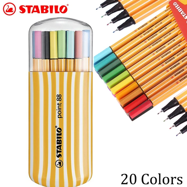 20 Pcs STABILO Point 88 Fiber Pen Art Marker 0.4mm Sketching Drawing  Writing Gel Pen Colored Hook Pen Student Painting Graffiti - AliExpress
