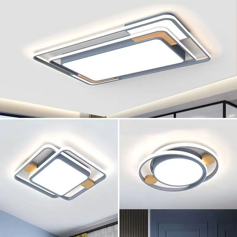 

Modern Light Gray Rectangular Acrylic Ceiling Light Wooden Decoration Lighting Bedroom, Living Room, Dining Room Lighting Gloss