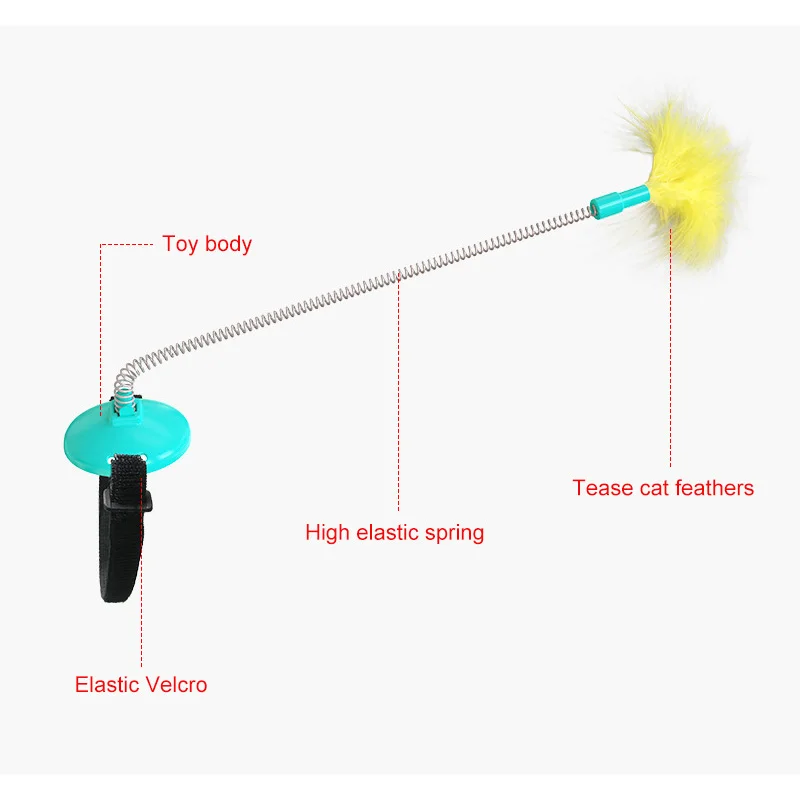 

Cat Self-excited Collar Neck Toy Spring Feet With Tap Tease Cat Stick Metal Spring Material Non-toxic Pet Supplies Throwing Toys