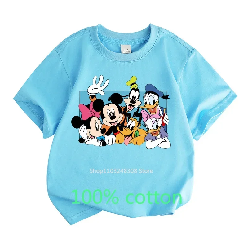 Summer Children Clothes 100%Cotton T-shirt Girls Boys Tops  Mickey Mouse Clubhouse Cartoon Toddler Round Neck Short-sleeved 5