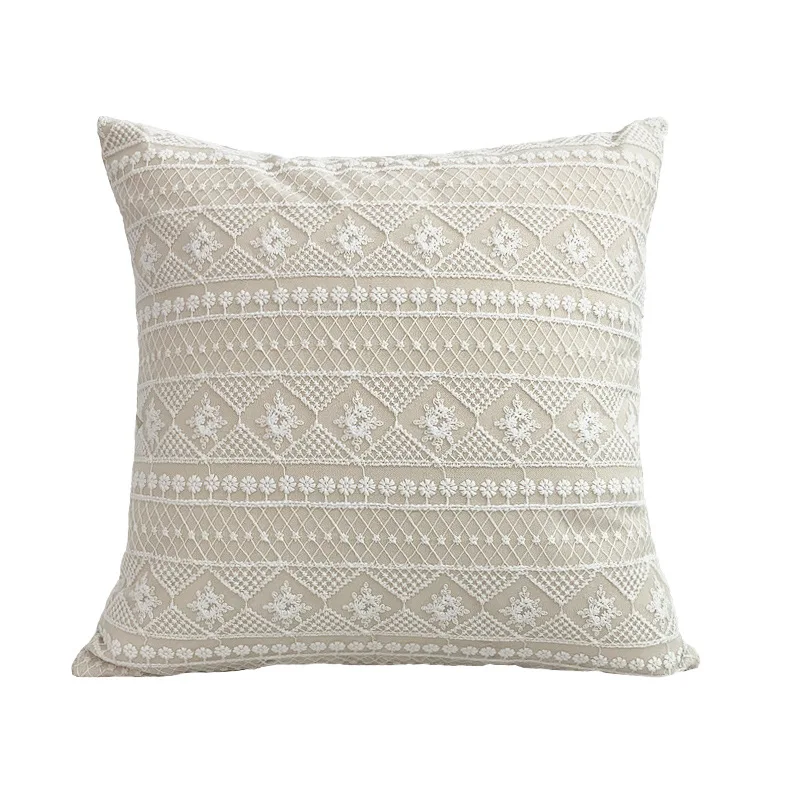 Set di 2 federe ricamate cotone sabbia 50x70 cm Luna | Maisons du Monde