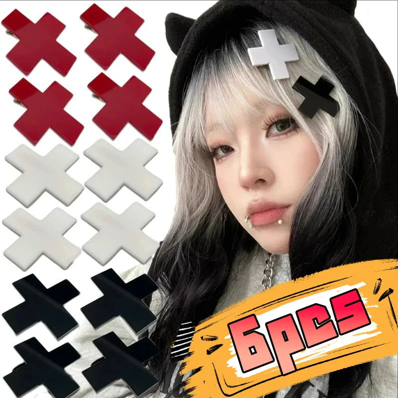 Gothic Acryl Kreuz Haarnadeln für würzige Mädchen Haarspange Mode Mädchen Party Geschenk Y2K Frauen Zubehör Kopfbedeckung Bobby Pins