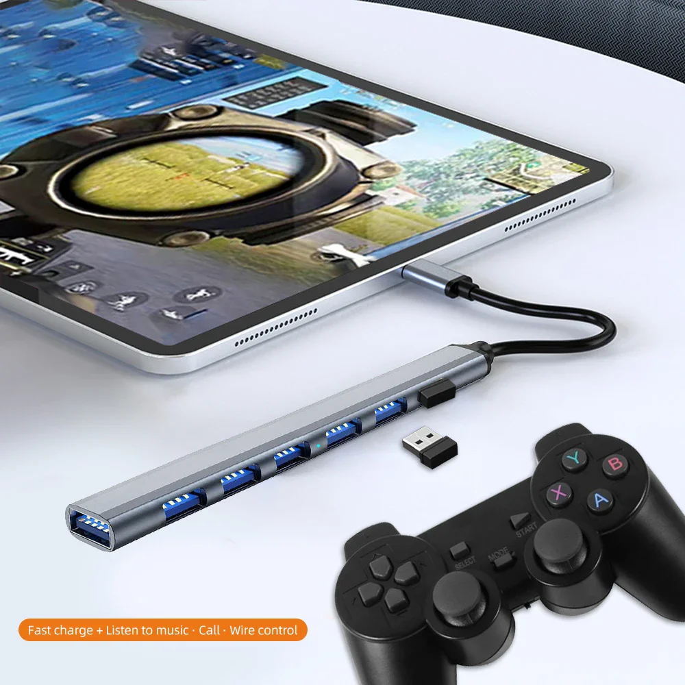 7-Port High-Speed USB Hub Splitter with USB 3.0 and Type C Connectivity