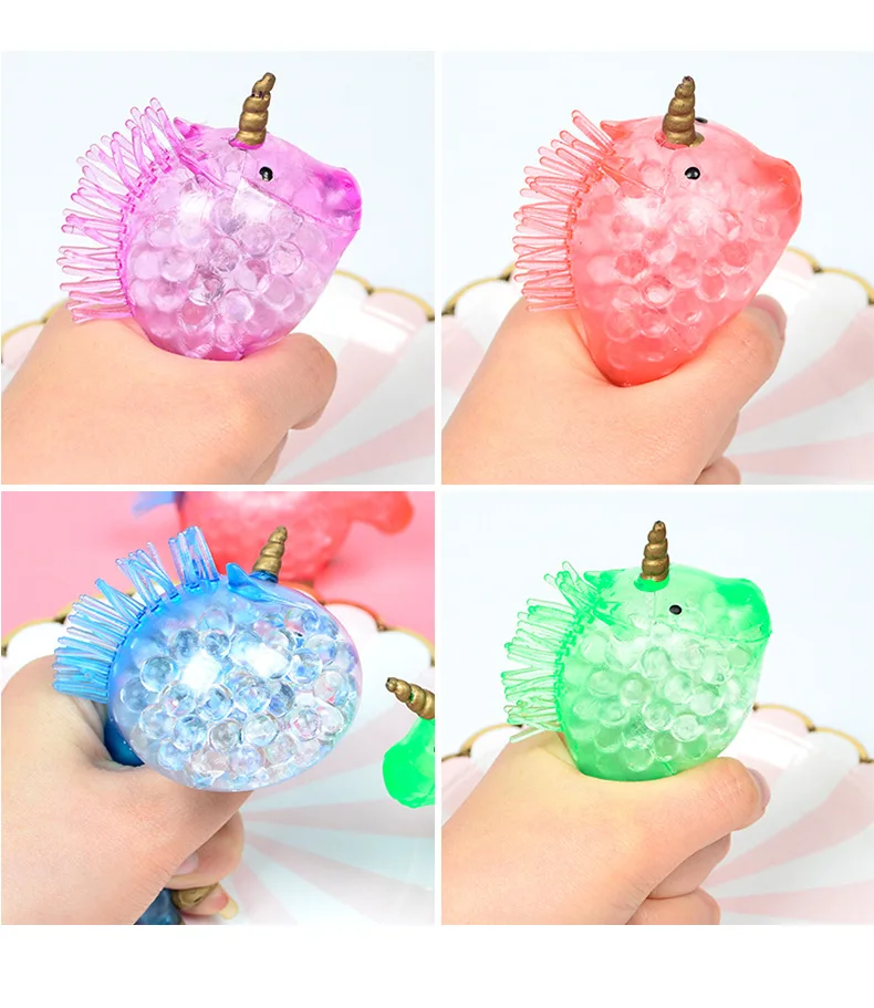 Unicorn Squishy Stress Balls Gel Beads Balls Inside Stress Relief Colorful Gel Bead Toys Squishy for Teenager Adult Anti Anxiety snapper fidget toy