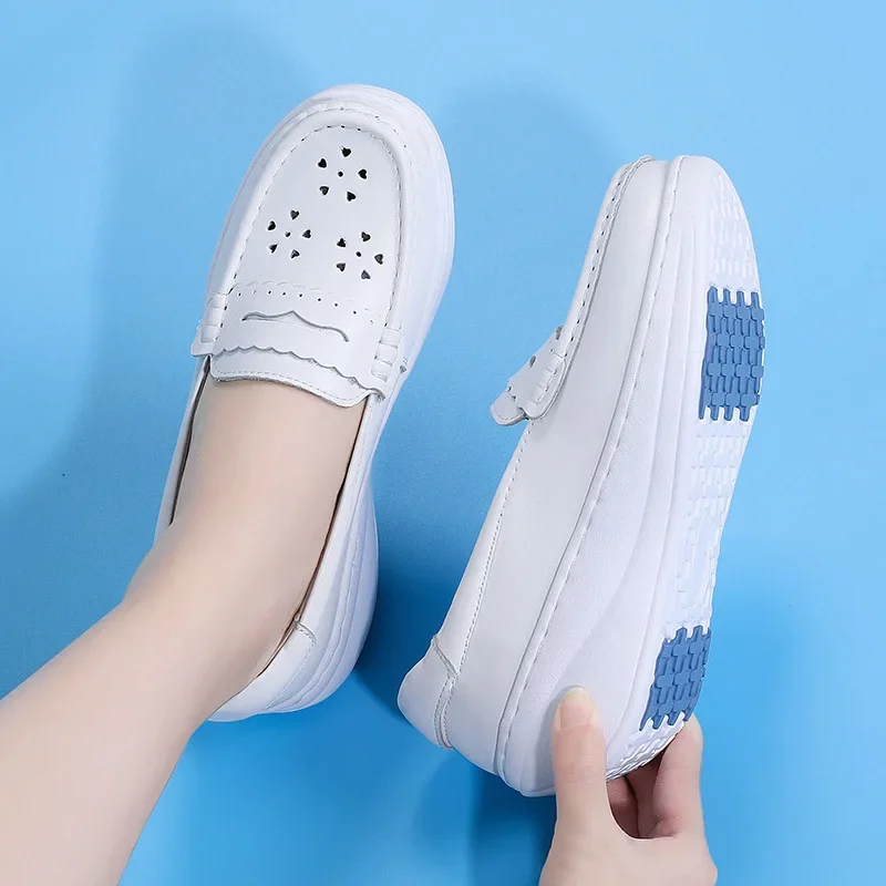 Nurse's shoes Women's spring and summer soft soles breathable thick soles Women's shoes Hollow medical work white shoes 4