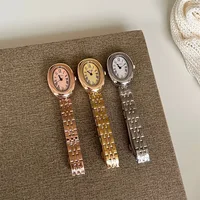 Hot Sale Fashion Watch for Women Mid Ancient Style Oval Dial Small Gold Watch Adjustable Steel Strap Quartz Wristwatch Wholesale 6