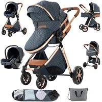 Poussette bébé 3 en 1 haute paysage avec siège auto landau bébé poussette bébé convertible cadre Durable conduite en douceur 1