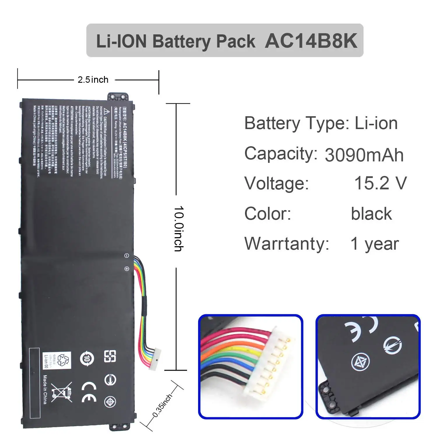 AC14B8K Battery for Acer Nitro 5 AN515-51 AN515-52 AN515-53 Aspire