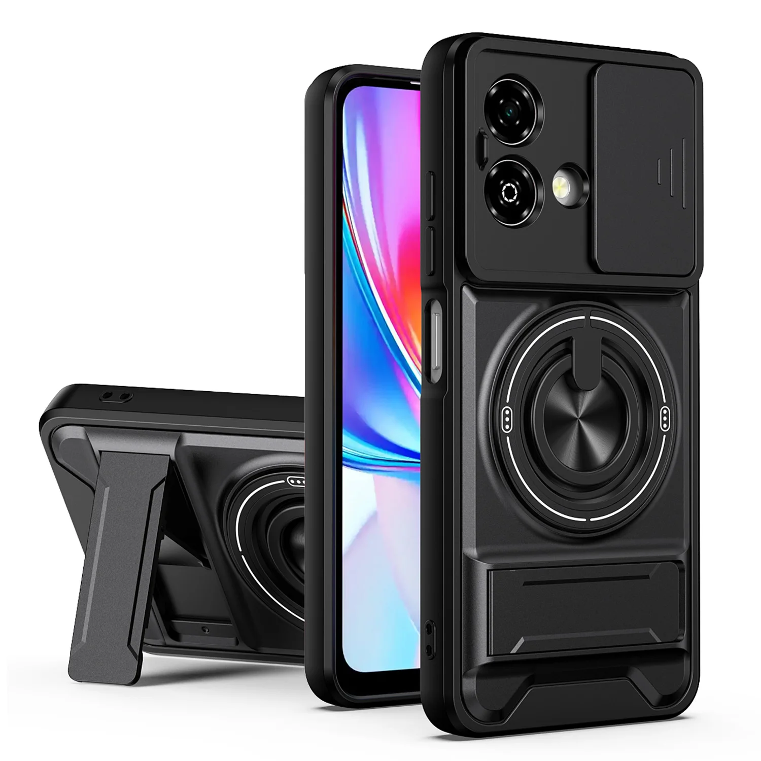 Rotatable Slide Camera Protection Ring Stand Shockproof Cover Case