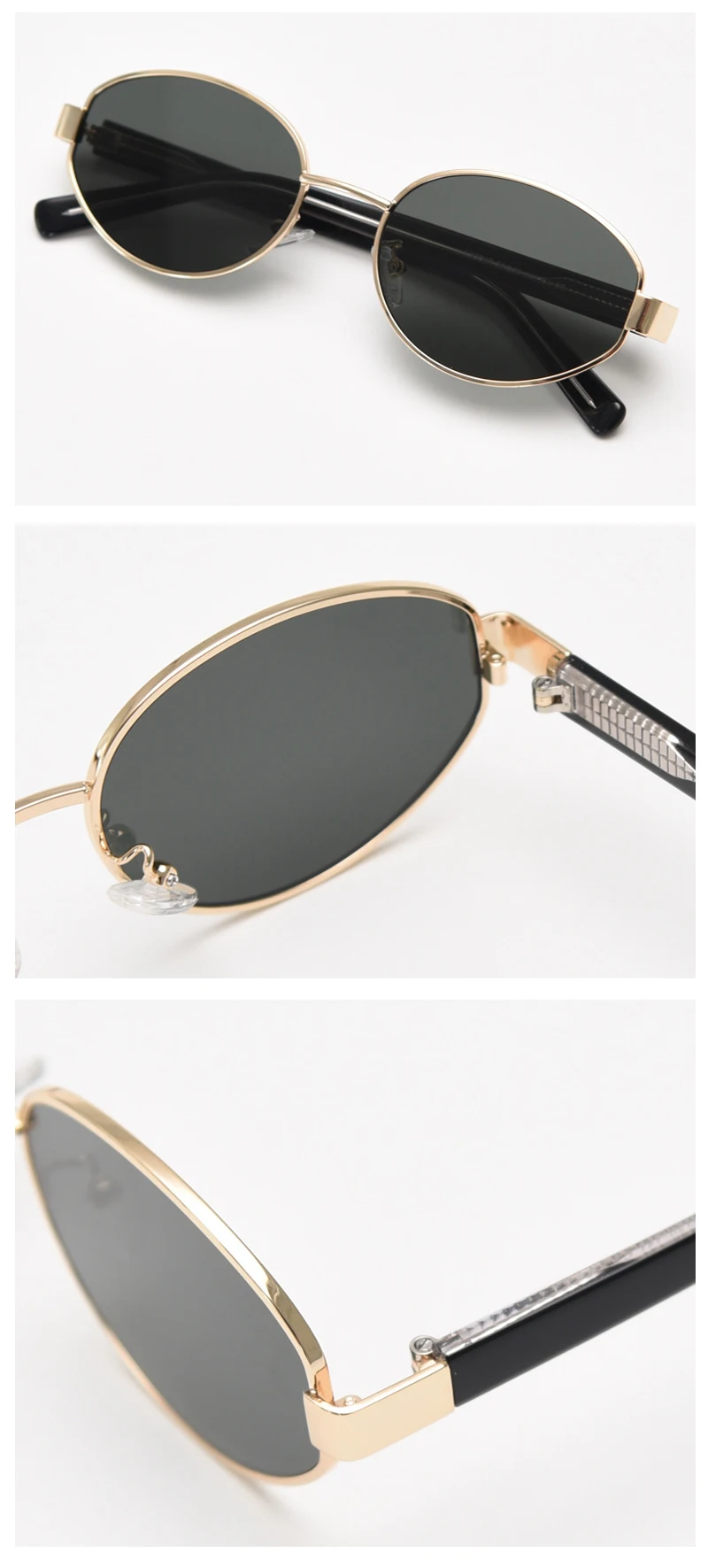 Retro Ovale Sonnenbrille mit Rahmen Personalisierte Modische Outdoor-Brille für Autofahren, Dates und Partys mit Nylon-Gläsern – Detail 4