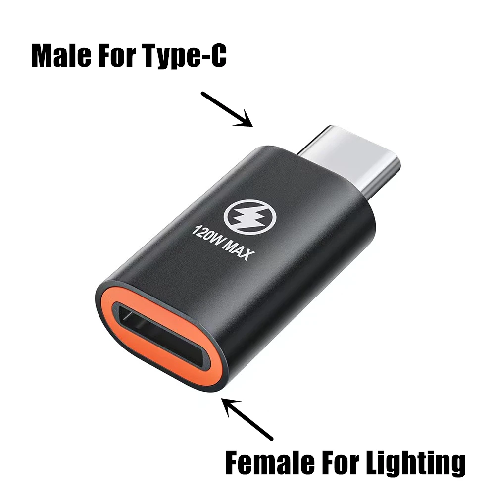 PD 120W iOS 암 커넥터에서 타입 C 수 커넥터로 변환하는 OTG 어댑터, 아이폰 아이패드 안드로이드 폰용 라이트닝에서 타입-C 커넥터로 변환, 고속 충전 케이블