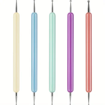 5pcs/Set Double-ended Silicone Head Carving Dotting Pen Brush Modeling Dotting Nail Art Pottery Clay Tool DIY Sculpting Tools