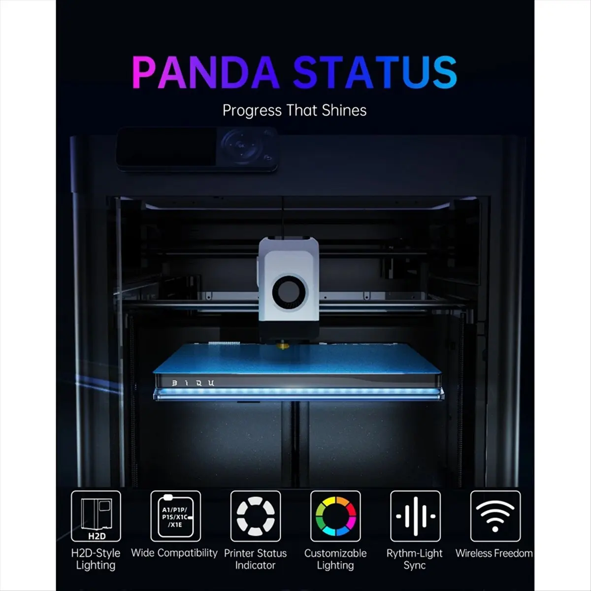 ABGN 팬더 스테이터스 LED 라이트 바 키트 H2D 스타일 조명 Wi-Fi 컨트롤 연동, Lab P1P P1S X1C X1E A1 VS 팬더 럭스용