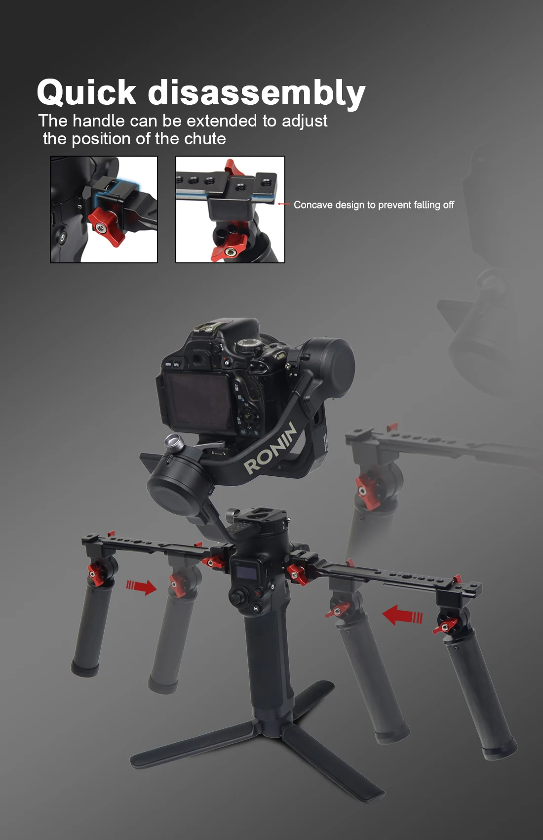Carbon Fiber L Bracket Handle Grip Foldable Cold Shoe Mount Clamp for Ronin RS3