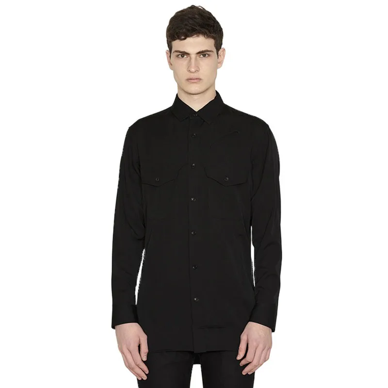 

Multi-pocket traveler jacket black shirt jacket overalls