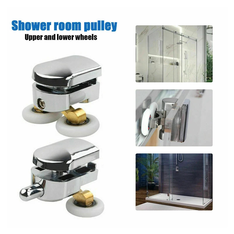 Shower Screen Door Rollers Zinc Alloy Runners Wheels Twin Top Replacement Shower Wheel Runner Pulleys 4 Pcs for 12-14mm glass shower door rollers sliding door roller shower room pulley shower room rollers sliding door pulley