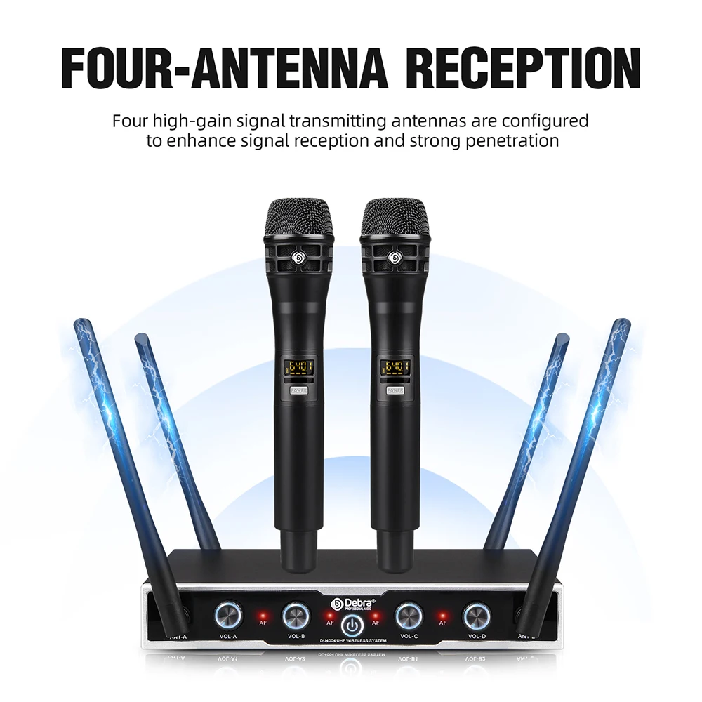Debra DU4004 UHF 4-channel Wireless Conference Microphone System With Handheld*L