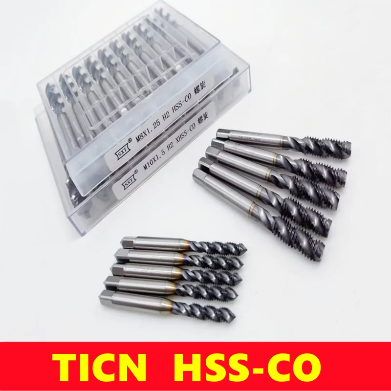 

TICN plated black hardened HSS high cobalt spiral tap M2-M16, suitable for stainless steel internal thread tapping machine tools