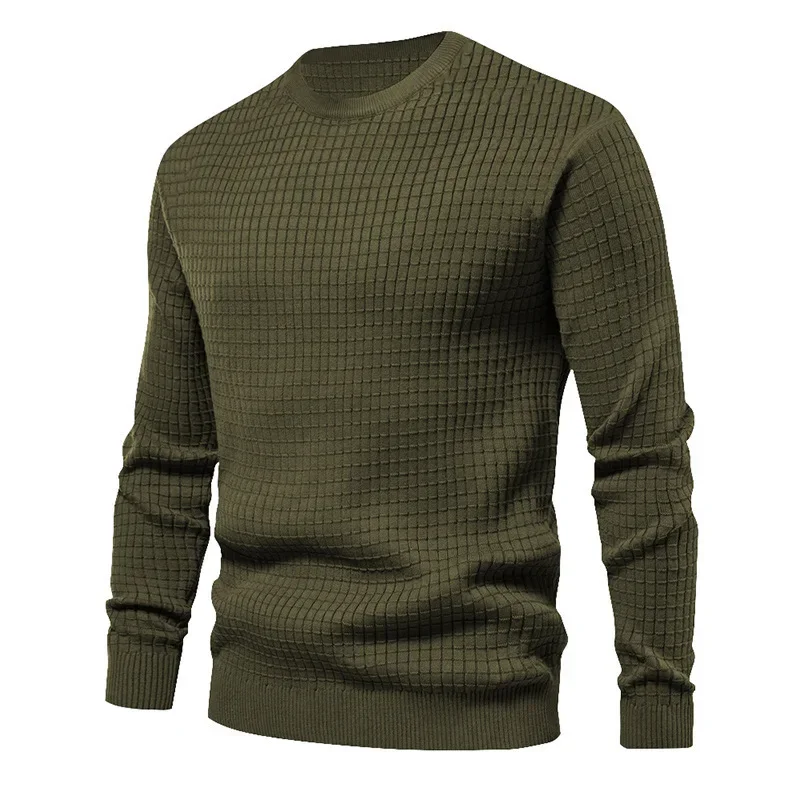 Men's Spring And Autumn Men's Knit Sweater Small Square Loose Round Neck Casual Long-sleeved Tops For Men