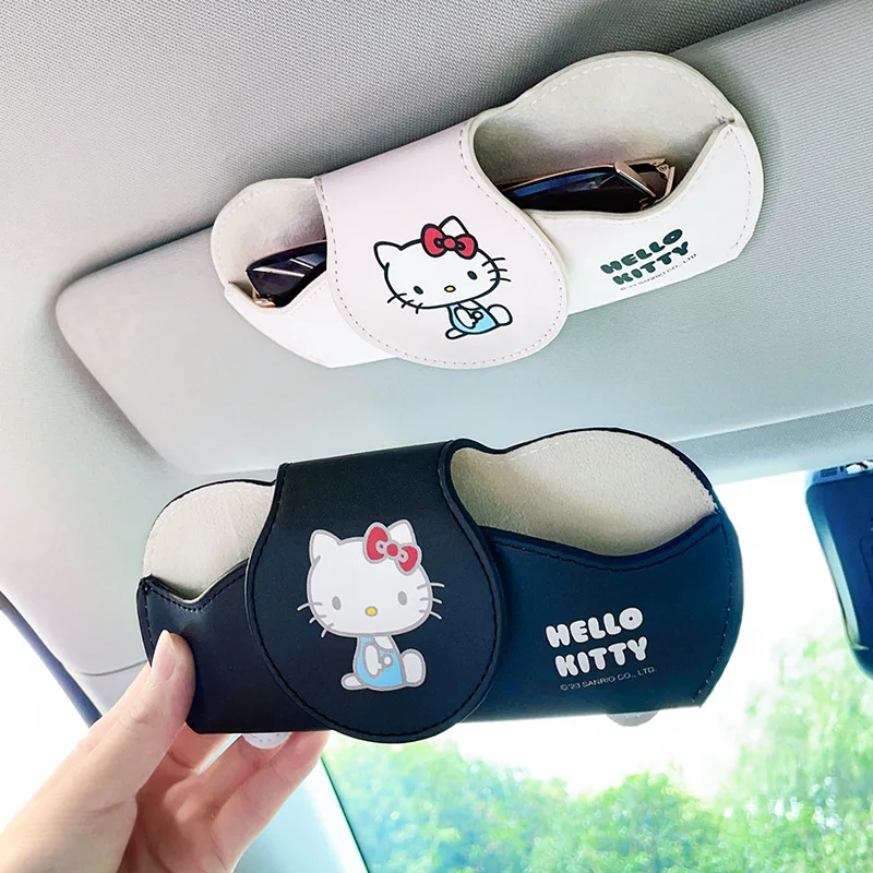 

Sanrio автомобильный солнцезащитный козырек для хранения очков с зажимом Hello Kitty мультяшный Стиль Солнцезащитные очки многофункциональная коробка для хранения милый подарок